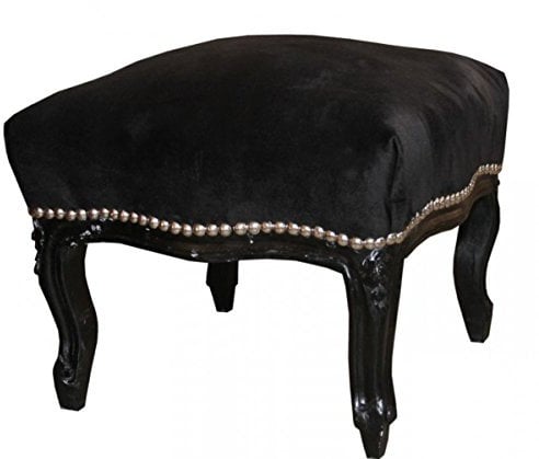 Casa Padrino Barock Fußhocker Medium Schwarz/Schwarz - Antik Stil Möbel - Hocker