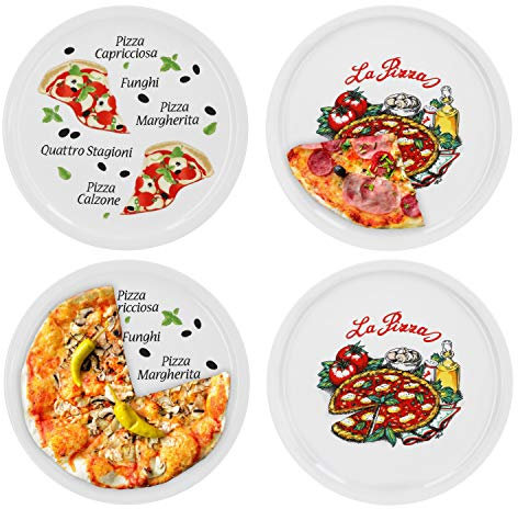 VAN WELL Set di piatti per pizza Napoli & Margherita grande – 30,5 cm piatti in porcellana con schoenem Motiv – per pizza/Pasta, den 'Grande Fame' O zum anrichten adatto
