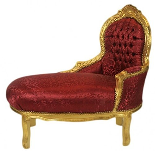Casa Padrino Barock Kinder Chaiselongue Bordeaux Muster/Gold - Kindermöbel