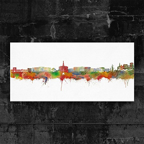 Kunstbruder Kassel Skyline Light (div. Größen) - Kunst Druck auf Leinwand 50x100cm