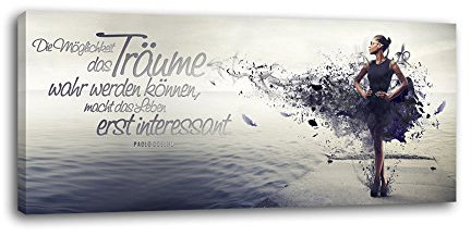 dalinda® XXL-Wandbild Leinwandbild mit Spruch Träume... 100x40cm Keilrahmenbild Kunstdruck Wandbild Panorama Leinwandbild LS038