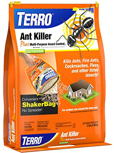 TERRO Ant Killer Plus Multi-Purpose Insect Control for Outdoors - Kills Fire Ants, Fleas, Cockroaches, and Other Crawling Insects - 3lb Shaker Bag - T901-6