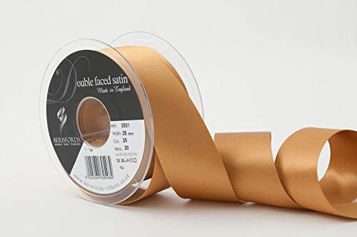 Berisfords Double FACE Poly Satin Ribbon, Old Gold, 35 mm