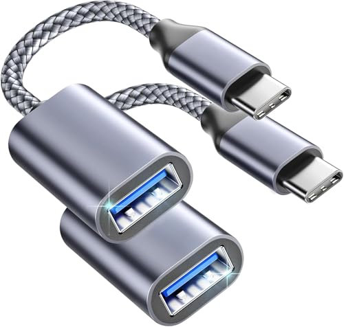 OTG USB-C to USB 3.0 Adapter [2Pack] Thunderbolt 3 Compatible with Apple MacBook Pro/Air iPhone 16 Pro Max/Plus/15 Samsung Galaxy S24/S23/S22/S21