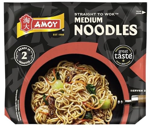 Amoy Straight to Wok Medium Noodles, 2 x 150g