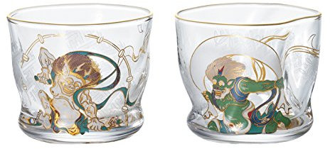 ADERIA S6226 Japanische Sake-Gläser, Fujin und Donner Sake Glas Paar Set 100.5 ml (100 ml) Paar Set Made in Japan Kommt in einer Kosmetikbox Guinrinks Gläser Stilvolles Geschenk Damen Mutter