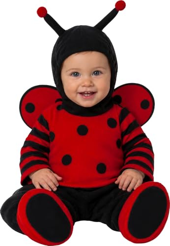 FIESTAS GUIRCA | Marienkäfer Baby Kostüm - Flügel, Kapuze, Overall und Füße - Kinder Kostüme für Karneval, Halloween und Kostümpartys - Ideal für Babys Unisex - Schwarz und Rot