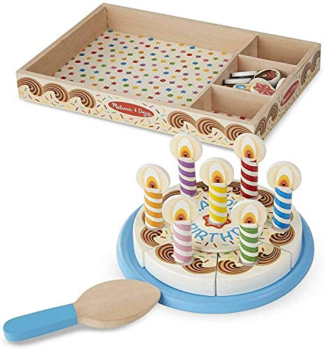Melissa & Doug Geburtstagskuchen aus Holz | Fantasiespiel | Essensspiel | 3+ | Geschenk für Jungen oder Mädchen