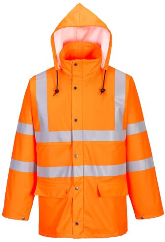 Portwest RT50 Sealtex Ultra Hi-Vis Rain Jacket Long Sleeve Water Resistant | Orange, Large, EN ISO 20471 Class 3, EN 343 Class 3:2, UPF 40+, Storm Flap Front, Waterproof with Welded Seams, Two-Way Zip
