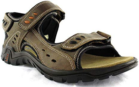 IMAC Leather 3x Touch Fastening Deluxe Sports Summer Sandals - Brown Waxy Leather, Mens UK 8 / EU 42