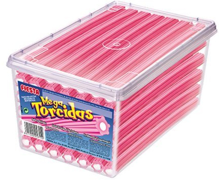 Mega Torcidas Helado FIESTA, Regalices con Sabor a Helado de Fresa, 60 Unidades, Textura de Gel Dulce