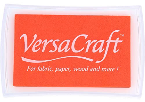 Tsukineko VersaCraft Stempelkissen - Orange, Tangerine - Groß - Wasserbasis, Deckend, Beständig gegen Ausbleichen - Embossing