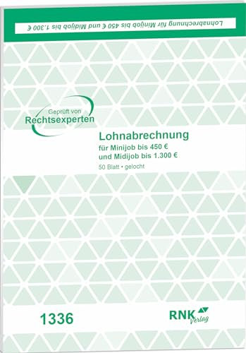 RNKVERLAG 1336 - Lohnabrechnung für geringfügig und Teilzeit-Beschäftigte, Block mit 50 Blatt, DIN A5