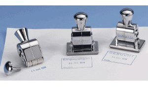 Wedo Datumstempel mit Textplatte bezahlt/durch