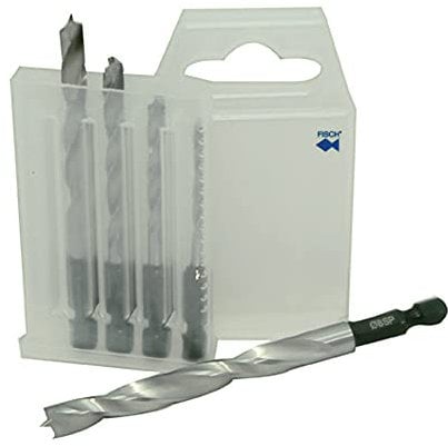 Fisch 013BE0005K - Juego de brocas helicoidales para madera, 0 V, plata/negro, vástago hexagonal de 3-8 mm, 5 piezas