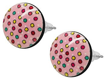 Soul-Cats 1 Paar süße Ohrstecker mit Punkten Blumen rockabilly dots rot weiß schwarz, Modell: Modell 7