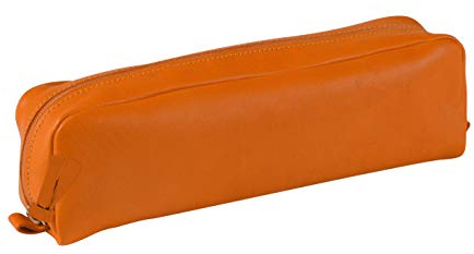 Clairefontaine 8317C Schlampermäppchen (aus echtem Leder, gefärbt, 21 x 4x 6cm, rechteckig) 1 Stück orange