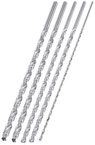 NEIKO 10047A Lot de 5 forets extra longs | Acier HSS M2 | Longueur 30,5 cm | 1/8, 3/16, 1/4, 5/16 et 3/8
