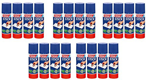 20 x tesa Klebestift, rund, ökologisch, [5x 3+1 gratis], 40g | 20 Sticks (5, 40g)