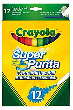 CRAYOLA Supertips 12 Filzstifte zum Zeichnen – Marker zum Malen (mehrfarbig, 12 Farben, extra breit, Rundspitze)