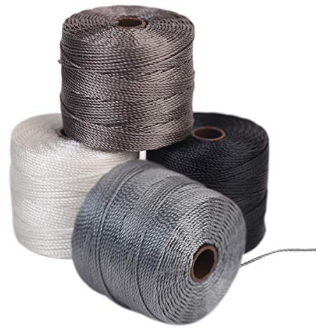 The Beadsmith S-Lon Lot de 4 cordons de perles torsadés en nylon pour cordage 0,5 mm, mélange basique, TEX210, 70 m par bobine