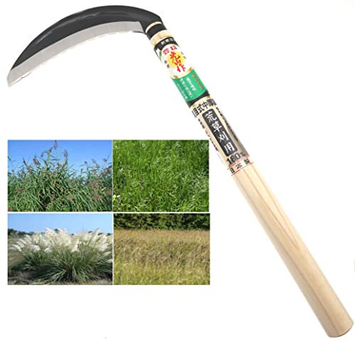 豊稔企販(HOUNEN KIHAN) Faux Manuel Epaisse Japonaise Acier SK-5 Fauchage Taille Tonte Herbe Dure Désherbage Outil Jardin Jardinage Fabriqué au Japon