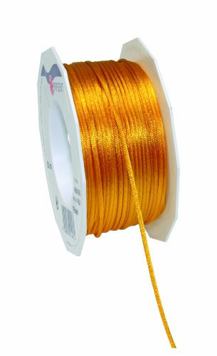 PRÄSENT C.E. Pattberg RHEIN Fil Queue de Rat Jaune, Bobine de 50 m Cordon Satin pour Bracelet, cordelette Collier, Largeur 3 mm, Emballage Cadeau, Accessoire de décoration