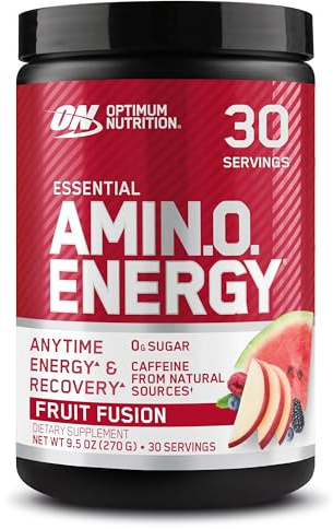 Optimum Nutrition Amino Energy Fruit Fusion 270g | Anytime Energy Powder with BCAAs, Amino Acids, Caffeine from Green Tea & Coffee Beans, Keto Friendly, Muscle Recovery Support