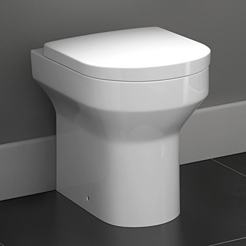 Luxury Back To Wall Toilet Pan & Soft Close Seat Modern Ceramic Bathroom WC