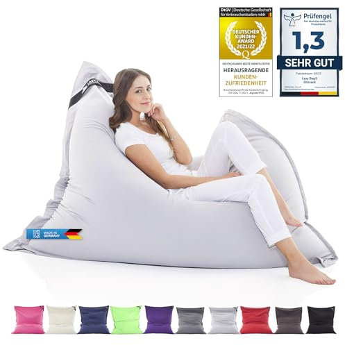 LAZY BAG Original Riesen-Sitzsack Cotton XXL 180x140cm mit 400L | hautfreundliches Baumwolle Sitzkissen 2-in-1 relaxtes Sitzen & Liegen | Perfekte Ergonomie Dank 4 Mio. EPS-Perlen | waschbarer Bezug