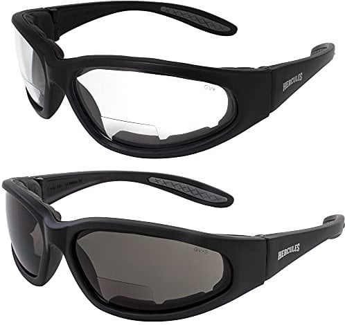 Dragonfly Alley 3272 2 Pairs - 2.5 Bifocal Global Vision Eyewear Hercules Anti-fog Safety Glasses with EVA Foam (1 Clear, 1 Smoke)