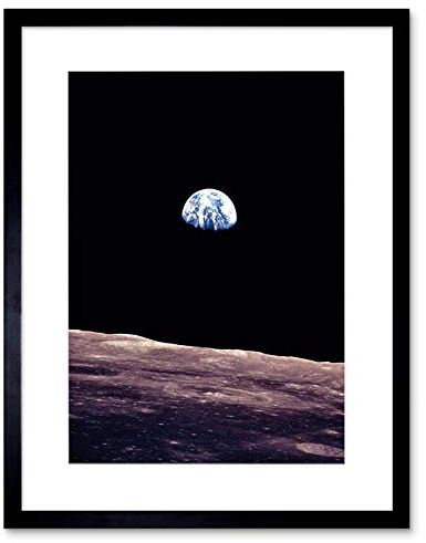 Wee Blue Coo Space Photo Planet Earth Lunar Surface Moon Cool USA Framed Wall Art Print