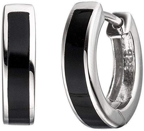 Jobo Damen-Creolen aus 925 Sterling Silber mit Onyx-Imitation