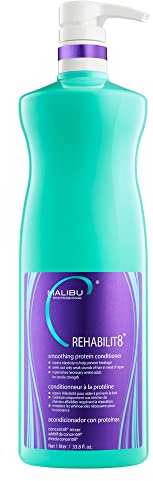 Malibu C REHABILIT8 Smoothing Protein Conditioner (33.8 oz) - Replenishes Hair Protein & Amino Acids to Prevent Breakage - Hydrating Conditioner for Damaged Hair