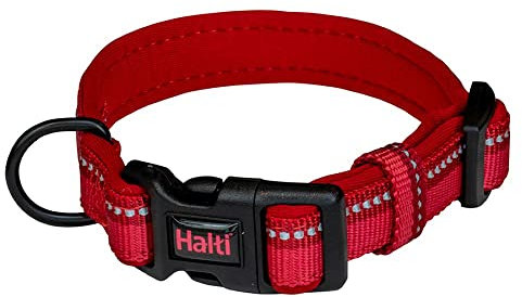 HALTI Collar, Size X-Small, Red, Best Comfy Dog Collar, Premium Puppy Collar, Nylon, Neoprene-Padded, Reflective, Easy to Fit & Use, For Small, Medium & Large Dogs