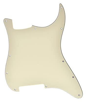 KAISH 11 Loch Strat Blank Pickguard ST Blank Scratch Plate Keine Tonabnehmerlöcher für USA/Mexiko Stratocaster/Strat Aged White 3-lagig