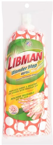 Libman Wonder Mop, Nylon, Red, 1 Refill