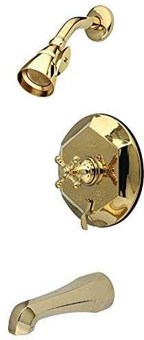 Kingston Brass KB46320BX English Vintage Tub and Shower Faucet, Polished Brass