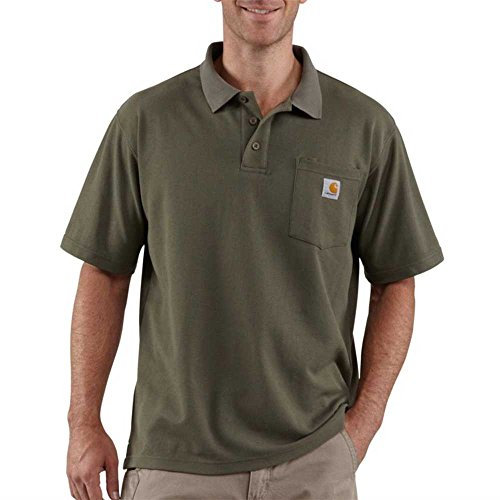Carhartt, Herren, Weites, mittelschweres, kurzärmliges Polohemd mit Tasche, Moos, M
