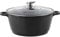 SQ Professional NEA Die-Cast Aluminium Stockpot with Lid 3-Layer Non-Stick Coating Stew Pots Induction Casserole Pan Tempered Glass Lid with Steam Vent (Black, 28cm)