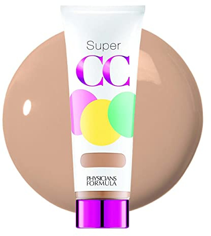 Physicians Formula Super CC+ Cream Color-Correction + Care Cream Full Coverage Light Foundation, Anti Aging Hydrating Serum, For Uneven Skin Tone, Dermatologist Approved
