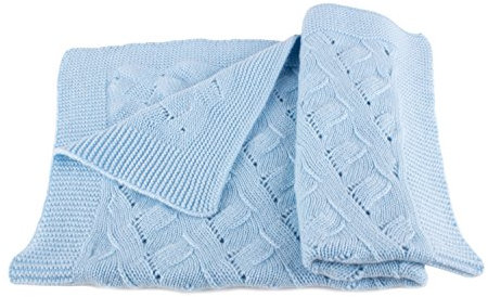 Love Cashmere Jungen Luxus 100% Kaschmir Babydecke - 'Babyblau' - Handgefertigt in Schottland - UVP €280