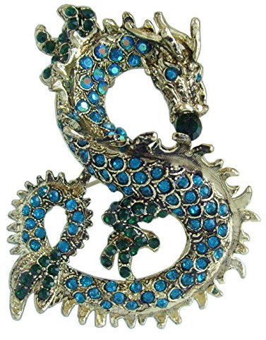 Sindary UKB2980 Broche en cristal autrichien Motif dragon 6 cm, Cristal