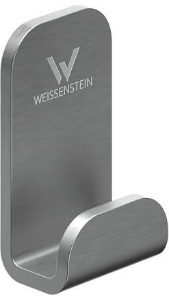 WEISSENSTEIN Gancio adesivo muro resistenti – Appendino porta asciugamano in acciaio inox argento – Gancio bagno per accappatoi