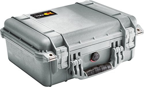 PELI 1450 valise en polypropylène antichoc pour appareils sensibles, étanche IP67, capacité de15L, fabriquée en Allemagne, sans mousse, couleur: argentée