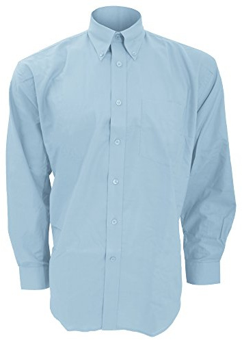 Kustom Kit Mens Workwear Oxford Long Sleeve Shirt (17inch) (Light Blue)