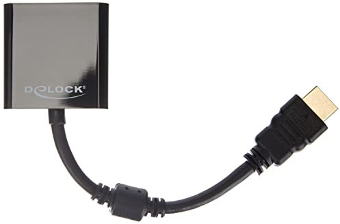 DELOCK 65512 Adaptador de Cable Hdmi-A Vga, Negro, Adaptador para Cable (Hdmi-A, Vga, Macho/Hema, 0.254 M)