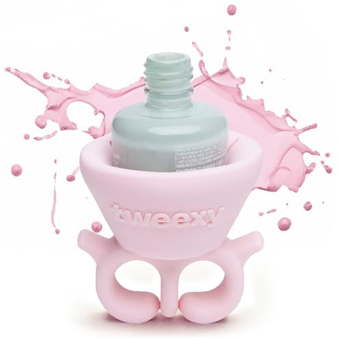 tweexy Wearable Nail Polish Holder Ring, Fingernail Polishing Tool, Manicure and Pedicure Accessories (Pink Frosting)