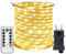 RcStarry New 10M 100LEDs Lichterschlauch Strombetrieben Lichterkette mit Fernbedienung & Timer, 8 Modi, Durchmesser 3mm Lichtschlauch IP67 Wasserdicht für Außen Innen Weihnachten DIY Deko- Warmweiß