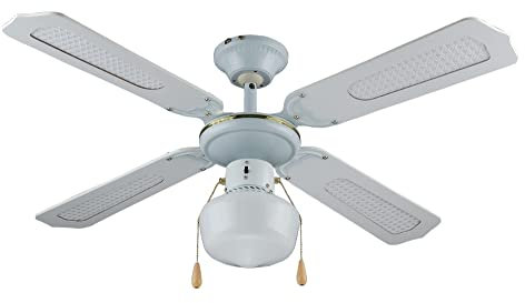 GrecoShop Agitatore/Ventilatore da soffitto in legno laccato bianco 1 lampada (Cod. 5229)
